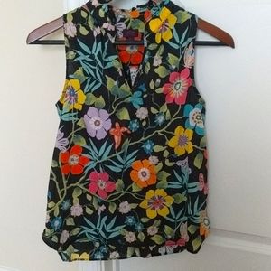 J Crew x Liberty Floral Ruffle Neck Top, Size 0